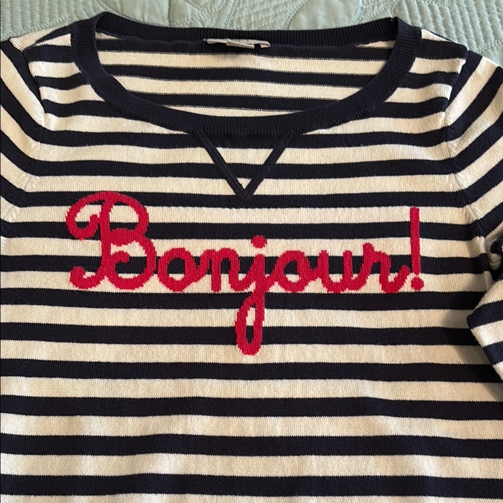Loft Blue/White Striped Cotton Sweater
